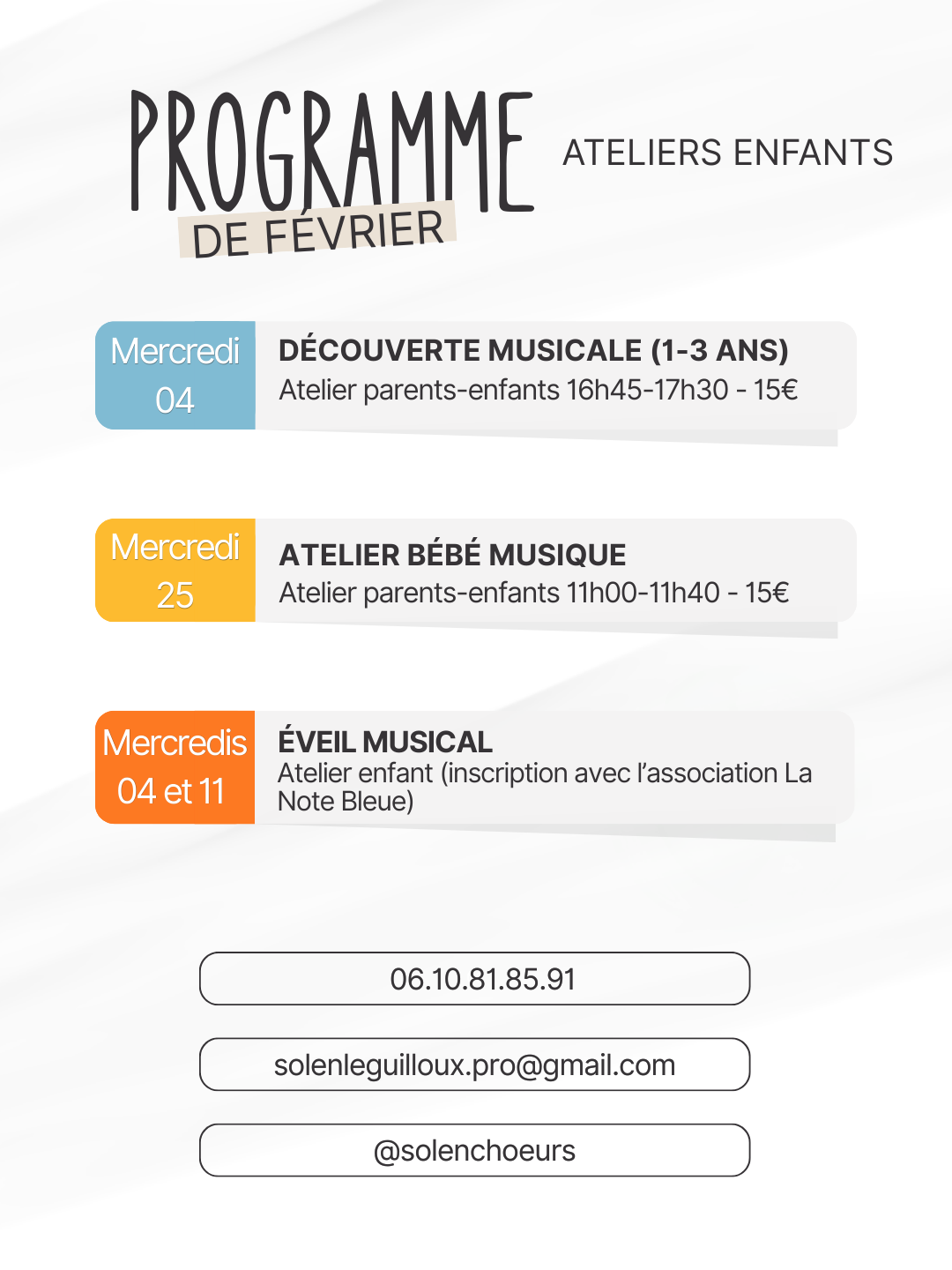 Agenda du mois